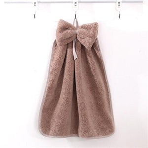 Bow Hand Towel Microfiber Fabric Quick-Dry Water absorption Dry Hanging Wash Hand Towel Kids Daily Using Kitchen Toilet Towels