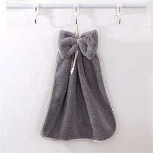 Bow Hand Towel Microfiber Fabric Quick-Dry Water absorption Dry Hanging Wash Hand Towel Kids Daily Using Kitchen Toilet Towels