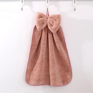 Bow Hand Towel Microfiber Fabric Quick-Dry Water absorption Dry Hanging Wash Hand Towel Kids Daily Using Kitchen Toilet Towels
