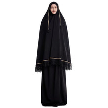 Load image into Gallery viewer, Two-piece Prayer Outfit Islam Muslim Women Prayer Dress Salat Set 2 PCS Hajj and Umrah Clothes Long Khimar&amp;Skirt Jilbab Ramadan