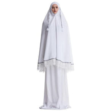 Load image into Gallery viewer, Two-piece Prayer Outfit Islam Muslim Women Prayer Dress Salat Set 2 PCS Hajj and Umrah Clothes Long Khimar&amp;Skirt Jilbab Ramadan