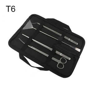 6Pcs/Set Aquarium Tools Kit Tweezers Scissors Stainless Steel Cleaning Tools Aquatic Plants Fish Tank Aquarium Accessories