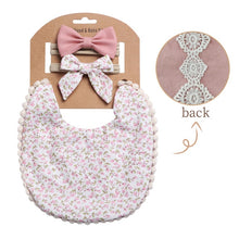 Load image into Gallery viewer, 3Pcs Baby Headband Tassel Saliva Towel Floral Print Newborn Double Side Bibs Boys Girls Bandana Burp Cloths Feeding Smock Stuff