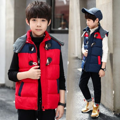 2021 NEW Christmas Children Waistcoat Kids Outerwear Winter Boys Waterproof Hooded Vest Baby Boys Girls Thick Warm Vest Coats