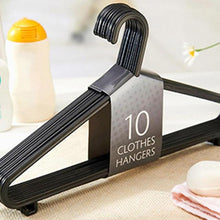 Load image into Gallery viewer, 10pcs Adult Clothing Hanger Non-Slip Dry Clothe Hanging Rack Portable Household Clothe Dress Organizer Closet Space Saver Black