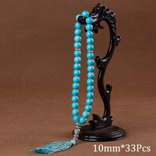 Load image into Gallery viewer, 10mm Green Malachite Stone Bracelets Tassel Pendant 33 Prayer Beads Islamic Muslim Tasbih Allah Mohammed Rosary For Women Men