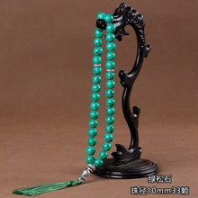 Load image into Gallery viewer, 10mm Green Malachite Stone Bracelets Tassel Pendant 33 Prayer Beads Islamic Muslim Tasbih Allah Mohammed Rosary For Women Men