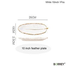 Load image into Gallery viewer, BORREY Ceramic Platter Storage Tray Sushi Plate Leaf Feather Shape Candy Trinket Jewelry Fruit Serving Tray Storage Tableware