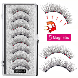 2021 4 pairs 5 Magnet Magnetic False Eyelashes 3D Lasting Magnetic Eyelashes Natural Artificial Mink lashes Faux Cils Magnetique