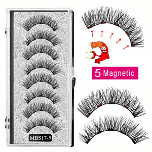 2021 4 pairs 5 Magnet Magnetic False Eyelashes 3D Lasting Magnetic Eyelashes Natural Artificial Mink lashes Faux Cils Magnetique