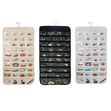 80 Pockets Fashion Double Sided Hanging Jewelry Display Organizer PVC Storage Earring Packaging Bag Organza Wedding Gift Pouches