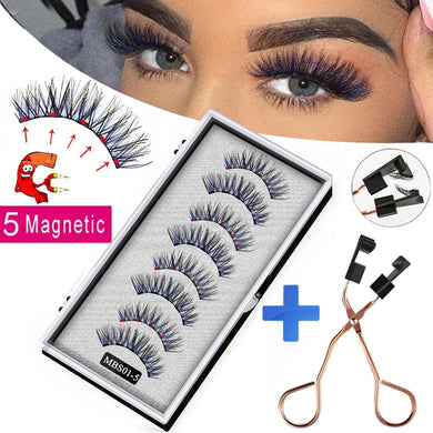 2021 4 pairs 5 Magnet Magnetic False Eyelashes 3D Lasting Magnetic Eyelashes Natural Artificial Mink lashes Faux Cils Magnetique