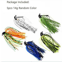 Load image into Gallery viewer, 5Pcs Jig Fishing Lures Pesca Artificial Bait Skirt Rubber Fishing Jigs Head Buzz Swim Bass Jig 7g /10g/14g 1/4oz 3/8oz 1/2oz