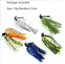 Load image into Gallery viewer, 5Pcs Jig Fishing Lures Pesca Artificial Bait Skirt Rubber Fishing Jigs Head Buzz Swim Bass Jig 7g /10g/14g 1/4oz 3/8oz 1/2oz