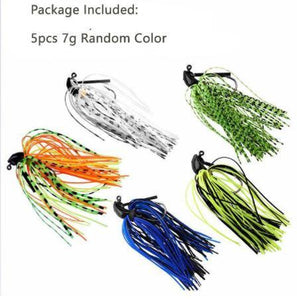 5Pcs Jig Fishing Lures Pesca Artificial Bait Skirt Rubber Fishing Jigs Head Buzz Swim Bass Jig 7g /10g/14g 1/4oz 3/8oz 1/2oz