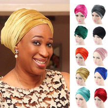 Load image into Gallery viewer, High quality  Style New women and men Velvet Long Turban Tail Cap Wrapped Head Muslim hijab shawl Scarf Hat Headwrap Scarf