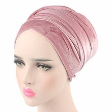 Load image into Gallery viewer, High quality  Style New women and men Velvet Long Turban Tail Cap Wrapped Head Muslim hijab shawl Scarf Hat Headwrap Scarf