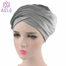 Load image into Gallery viewer, High quality  Style New women and men Velvet Long Turban Tail Cap Wrapped Head Muslim hijab shawl Scarf Hat Headwrap Scarf