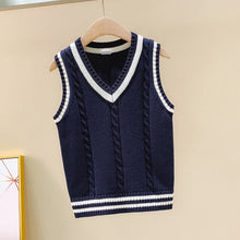 Load image into Gallery viewer, Autumn Children Vest Boys Pullover V-neck Waistcoat Girls Teenage Knitted School Uniform Winter Baby Clothes Sleeveless Sweaters
