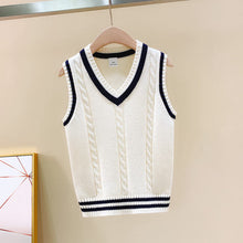 Load image into Gallery viewer, Autumn Children Vest Boys Pullover V-neck Waistcoat Girls Teenage Knitted School Uniform Winter Baby Clothes Sleeveless Sweaters