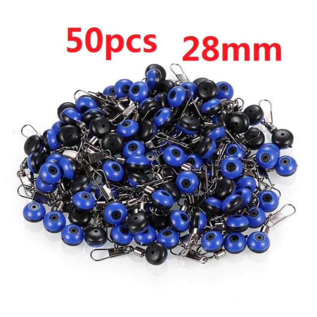 50pcs/Lot Fishing Float Bobber Stops Space Beans Swivel Connectors Sea Fishing Saltwater Metal Plastic Tools Accessories