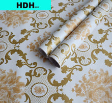 Load image into Gallery viewer, HDHome Golden Damask Peel and Stick Wallpaper Floral Self Adhesive Wallpaper Roll Waterproof Wall Stickers for Home Decoration