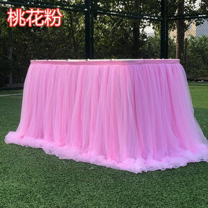 1M Tulle Table Skirt for Wedding Decoration Baby Shower Home Textile Party Birthday Table Decoration Tutu Skirt Party Supplies