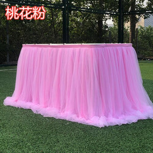 1M Tulle Table Skirt for Wedding Decoration Baby Shower Home Textile Party Birthday Table Decoration Tutu Skirt Party Supplies