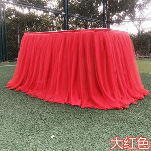 1M Tulle Table Skirt for Wedding Decoration Baby Shower Home Textile Party Birthday Table Decoration Tutu Skirt Party Supplies
