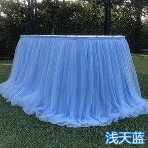 1M Tulle Table Skirt for Wedding Decoration Baby Shower Home Textile Party Birthday Table Decoration Tutu Skirt Party Supplies