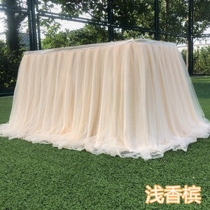1M Tulle Table Skirt for Wedding Decoration Baby Shower Home Textile Party Birthday Table Decoration Tutu Skirt Party Supplies