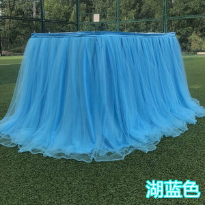 1M Tulle Table Skirt for Wedding Decoration Baby Shower Home Textile Party Birthday Table Decoration Tutu Skirt Party Supplies