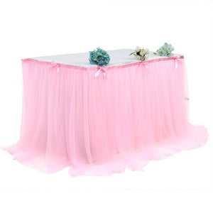 6FT-190X76CM Table Skirt Tulle Tableware Tutu Wedding Decor Birthday Party Baby Shower Banquet Party Home Tablecloth Desk Cover