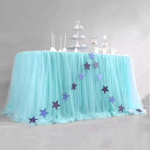 6FT-190X76CM Table Skirt Tulle Tableware Tutu Wedding Decor Birthday Party Baby Shower Banquet Party Home Tablecloth Desk Cover