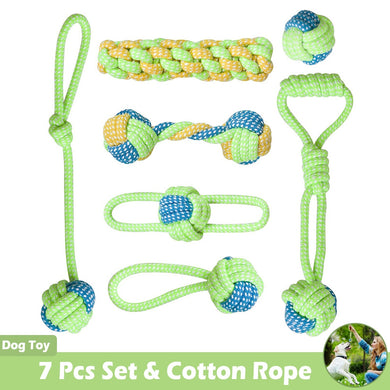 7pcs Cotton Pet Dog Toys Set Rope Toys for Small Medium Dogs Ball Toy Toothbrush Interactive Dog Toy Products for Dogs Chew Toys
