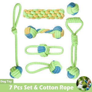 7pcs Cotton Pet Dog Toys Set Rope Toys for Small Medium Dogs Ball Toy Toothbrush Interactive Dog Toy Products for Dogs Chew Toys