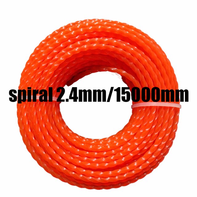15m*2.4mm/2.7mm/3mm Mowing Nylon Grass Trimmer Rope Brush Cutter Strimmer Line Mowing Wire Lawn Mower Accessory