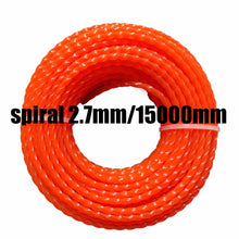 Load image into Gallery viewer, 15m*2.4mm/2.7mm/3mm Mowing Nylon Grass Trimmer Rope Brush Cutter Strimmer Line Mowing Wire Lawn Mower Accessory