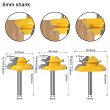 Load image into Gallery viewer, 1-3Pc 45 Degree Lock Miter Router Bit 1/4 6m Shank Woodworking Tenon Milling Cutter Tool Drilling Milling For Wood Carbide Alloy