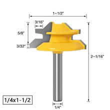 Load image into Gallery viewer, 1-3Pc 45 Degree Lock Miter Router Bit 1/4 6m Shank Woodworking Tenon Milling Cutter Tool Drilling Milling For Wood Carbide Alloy