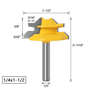 1-3Pc 45 Degree Lock Miter Router Bit 1/4 6m Shank Woodworking Tenon Milling Cutter Tool Drilling Milling For Wood Carbide Alloy