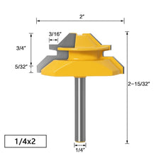 Load image into Gallery viewer, 1-3Pc 45 Degree Lock Miter Router Bit 1/4 6m Shank Woodworking Tenon Milling Cutter Tool Drilling Milling For Wood Carbide Alloy