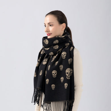 2021 brand skull cashmere scarf women men winter scarf thick shawl wrap head scarf holiday gift