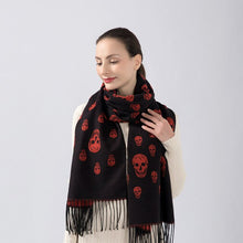 Load image into Gallery viewer, 2021 brand skull cashmere scarf women men winter scarf thick shawl wrap head scarf holiday gift