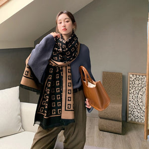 2021 brand skull cashmere scarf women men winter scarf thick shawl wrap head scarf holiday gift