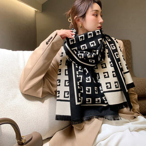 2021 brand skull cashmere scarf women men winter scarf thick shawl wrap head scarf holiday gift