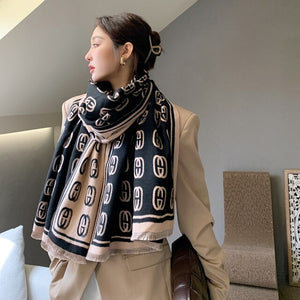 2021 brand skull cashmere scarf women men winter scarf thick shawl wrap head scarf holiday gift
