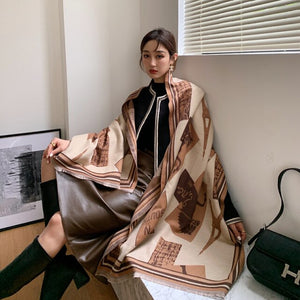 2021 brand skull cashmere scarf women men winter scarf thick shawl wrap head scarf holiday gift