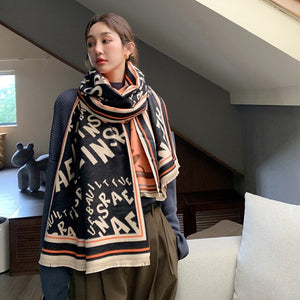 2021 brand skull cashmere scarf women men winter scarf thick shawl wrap head scarf holiday gift