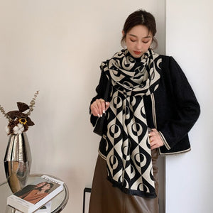 2021 brand skull cashmere scarf women men winter scarf thick shawl wrap head scarf holiday gift